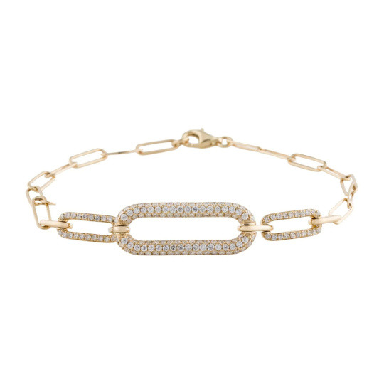 Pulsera de clip de papel de moissanita y oro 10K