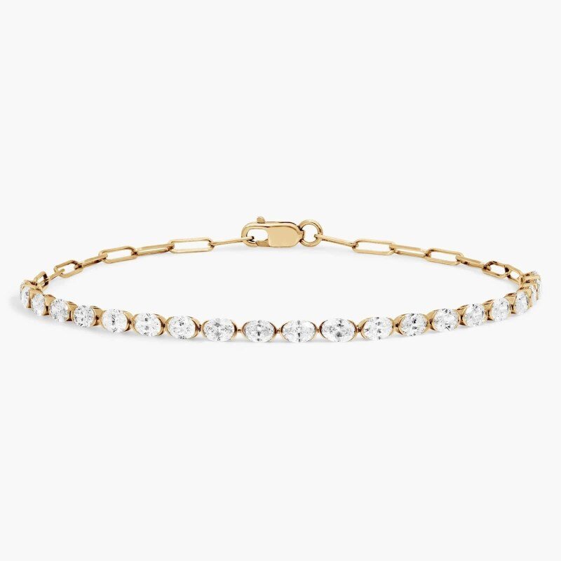 Bracelet trombone en or 10 carats et moissanite-1