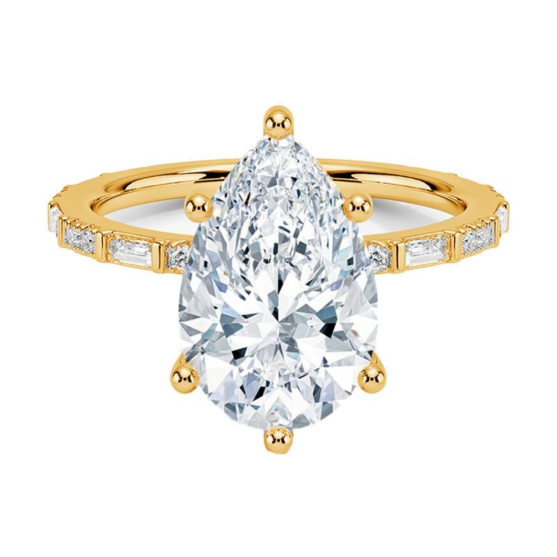 10K Gold Moissanite Personalized Engraving Ring-10