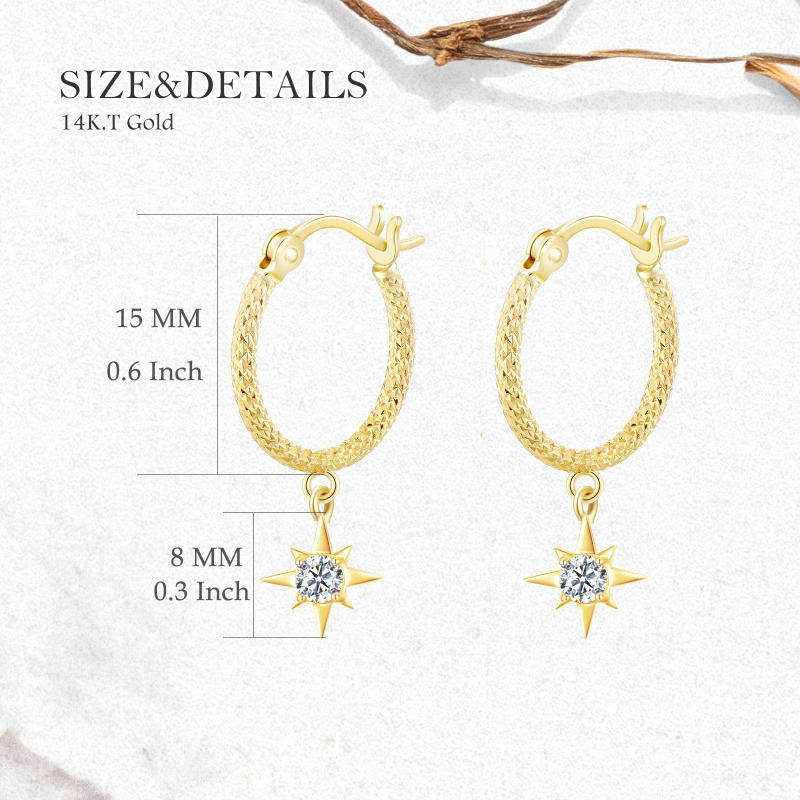 14K Gold Moissanite Polaris Hoop Earrings-5