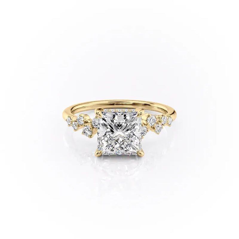 Sterling Silver with Yellow Gold Plated Moissanite Ring-12