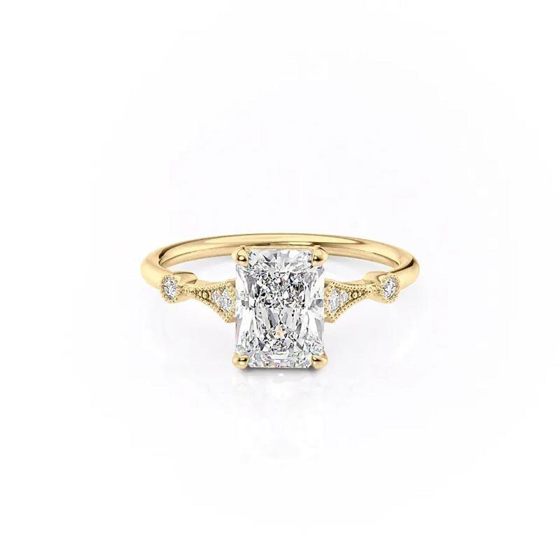 Sterling Silver with Yellow Gold Plated Moissanite Ring-9