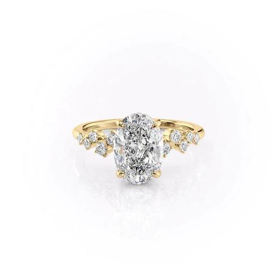 Sterling zilveren ring met geelgouden Moissanite