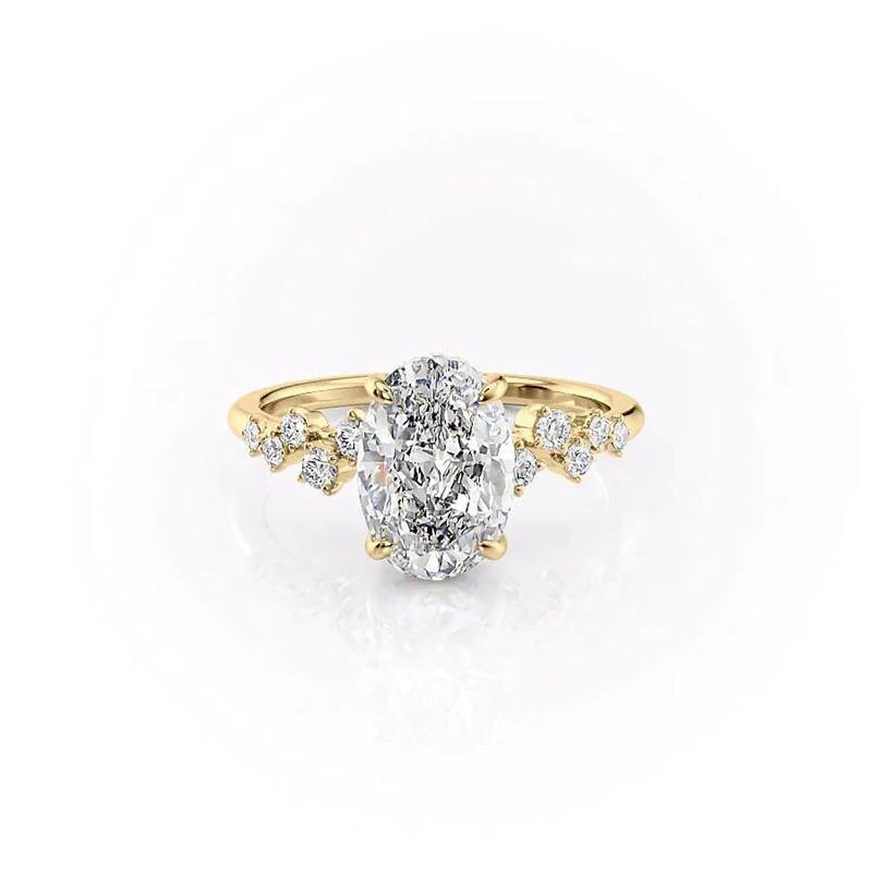 Sterling Silver with Yellow Gold Plated Moissanite Ring-11