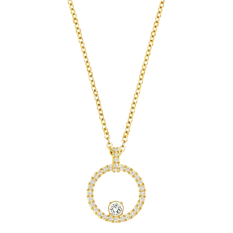 Collier pendentif rond en or 10 carats et moissanite-1