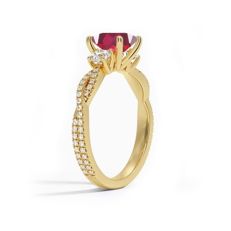 14K Gold Moissanite & Ruby Engagement Ring-3