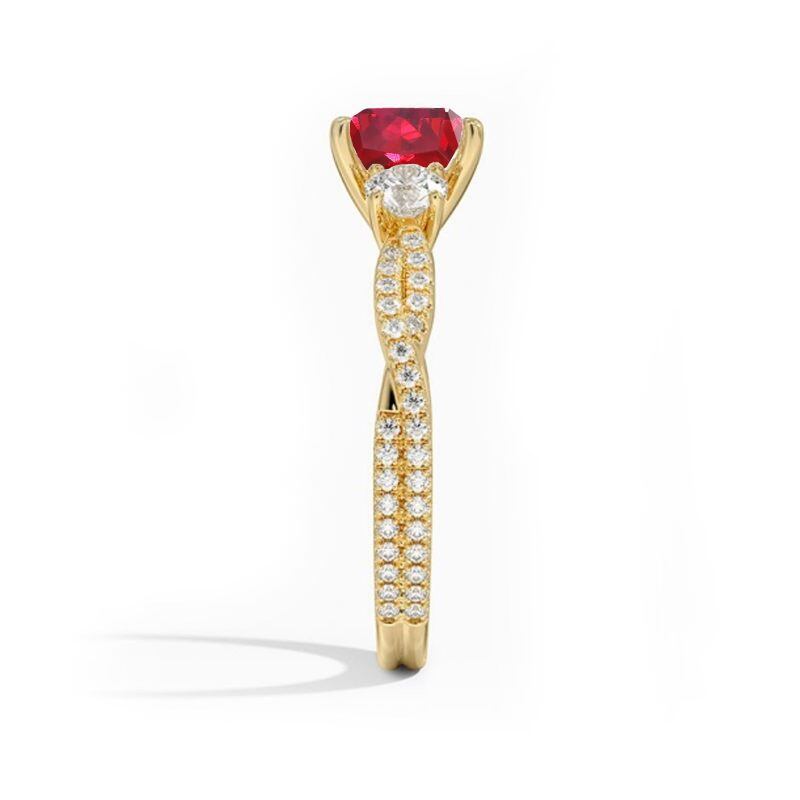 14K Gold Moissanite & Ruby Engagement Ring-4