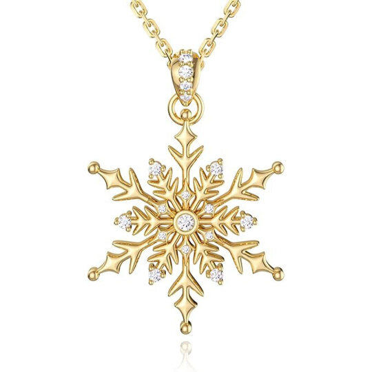 Collar con colgante de copo de nieve en oro de 14 quilates con moissanita