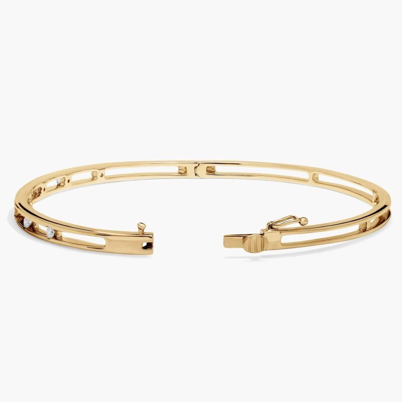 Bracelet-bangle en or 18K avec pierres de moissanite-3