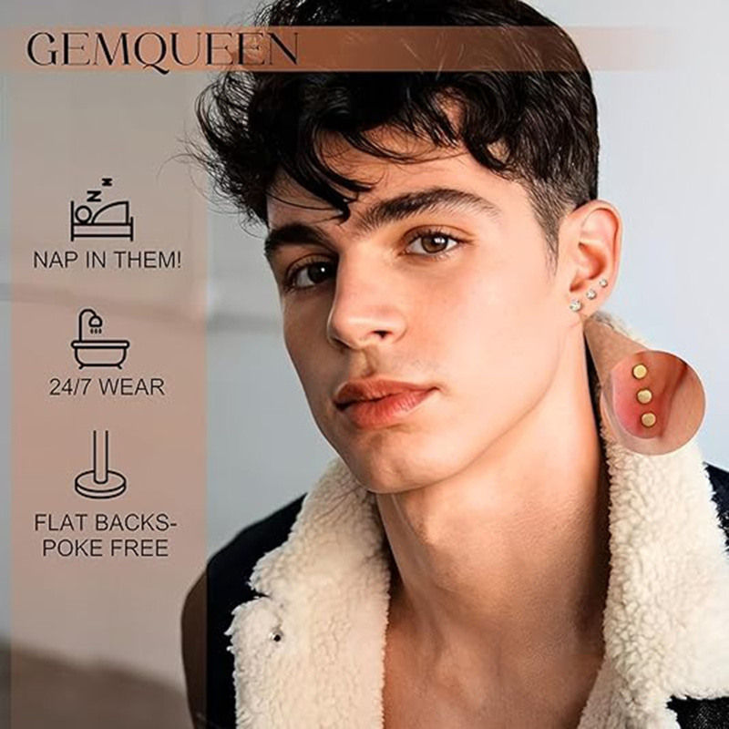 Pendientes de Tuerca de Moissanita en Oro 14K-2