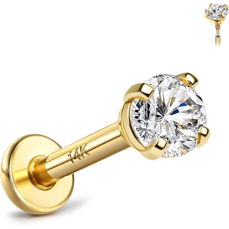 Pendientes de Tuerca de Moissanita en Oro 14K-1