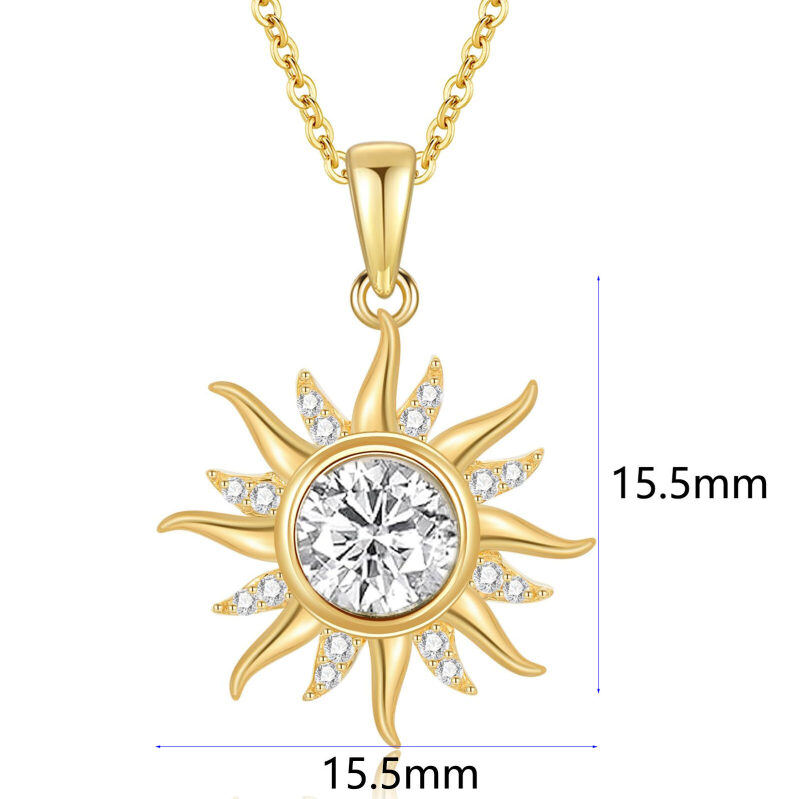 18K Gold Moissanite Sun Pendant Necklace-6