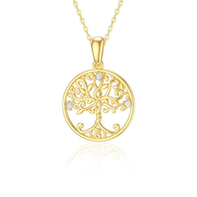 Collar con colgante de árbol de la vida de oro de 18 quilates y moissanita-1