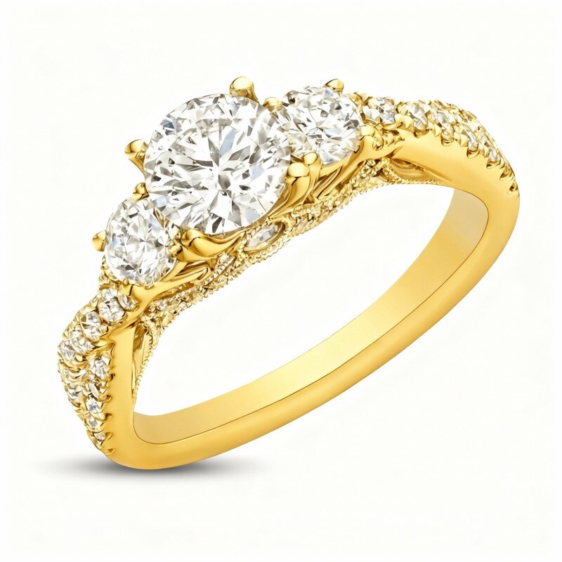 18K Gold Moissanite Wedding Ring-1