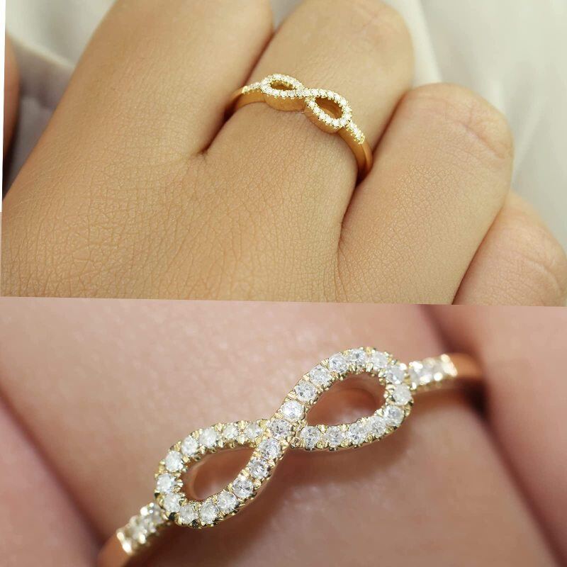 18Kゴールドモアッサナイトの結婚指輪-2