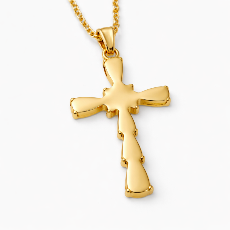 Collar de cruz para mujer en oro de 14 quilates con moissanita-3