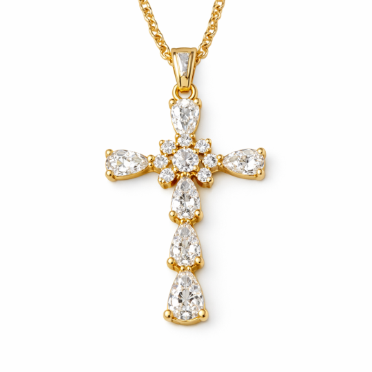 10K Gold Moissanite Women's Cross Necklace