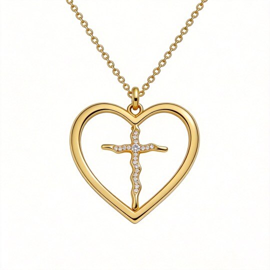 10K Gold Moissanite Women’s Cross Necklace