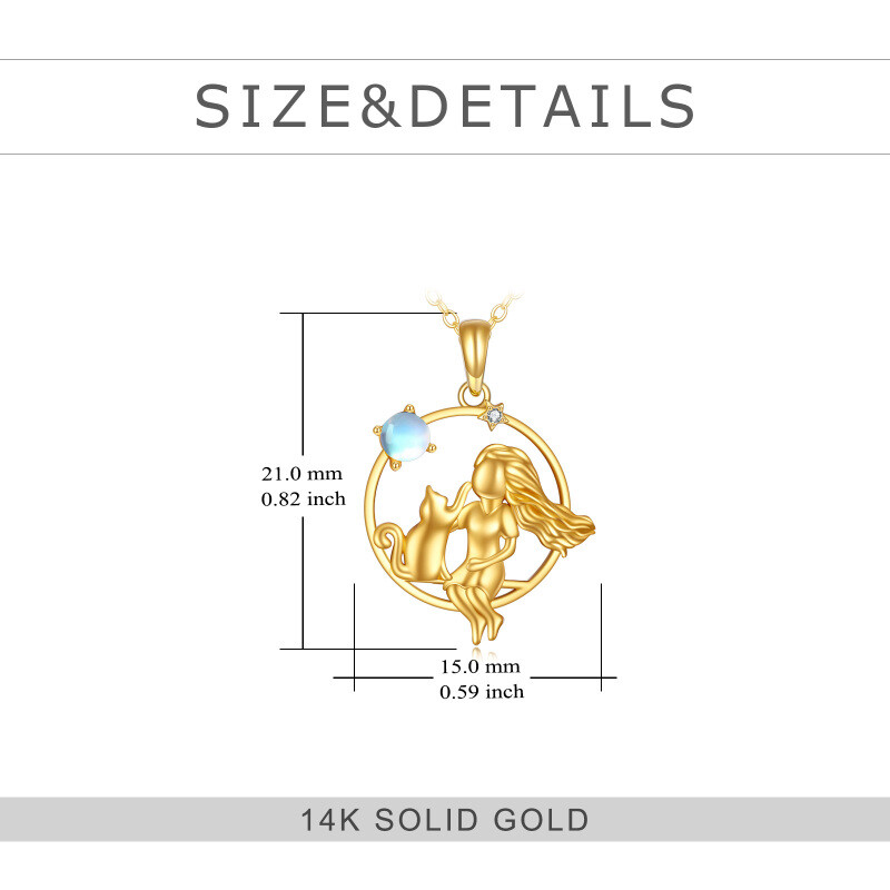 Collier pendentif CatGirl en or 14 carats avec pierre de lune-5