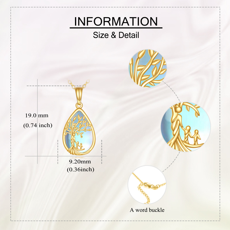 Collier pendentif en or 14K avec pierre de lune et arbre de vie-5