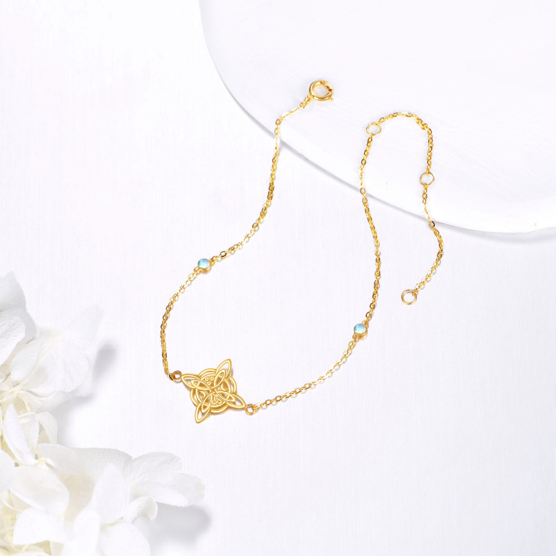 Bracelet à breloques en or 14K avec pierre de lune et nœud des sorcières-4