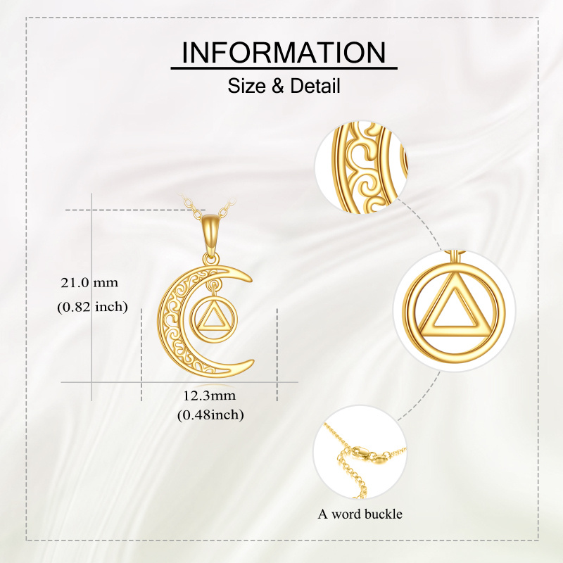 14K Gold Moon & Triangle Pendant Necklace-5