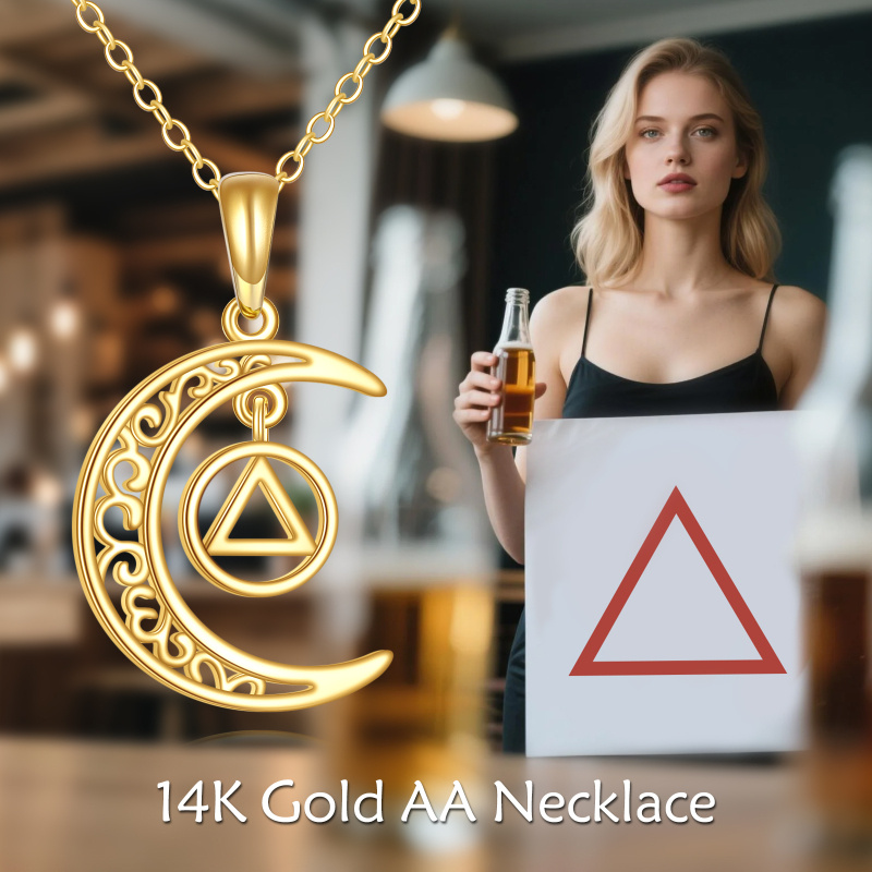 14K Gold Moon & Triangle Pendant Necklace-6