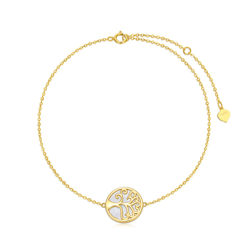 Pulsera con dije del Árbol de la Vida en oro de 10 quilates y nácar-1