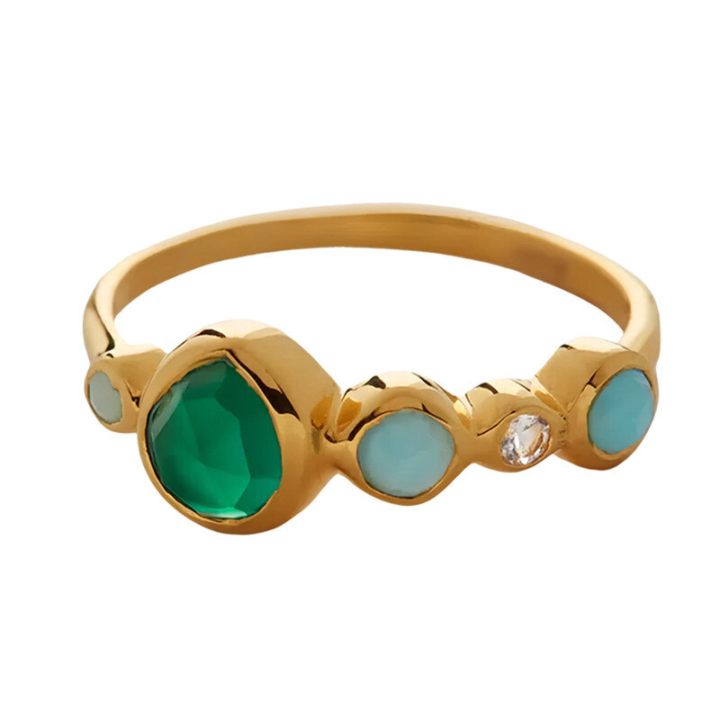 Bague en or 14 carats ornée de plusieurs pierres précieuses-1
