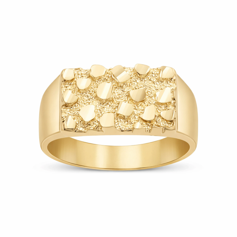 10K Gold Nugget Ring for Men-1