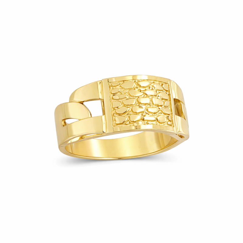 18K Gold Nugget Ring for Men-3
