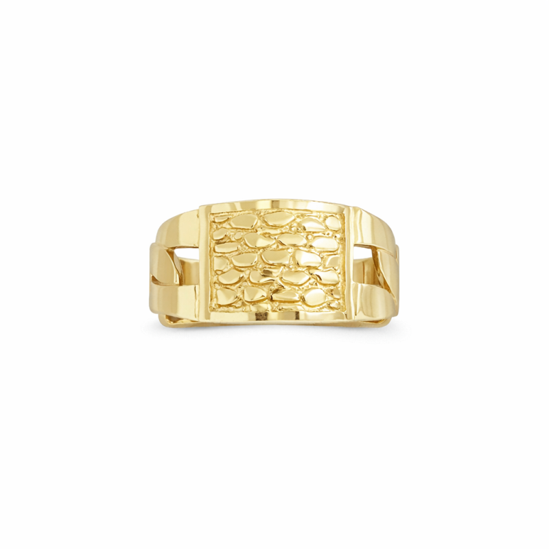 18K Gold Nugget Ring for Men-1