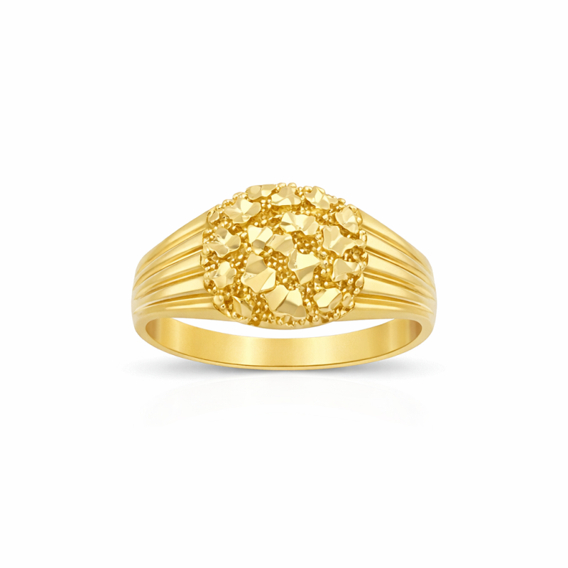 14K Gold Nugget Ring for Men-1