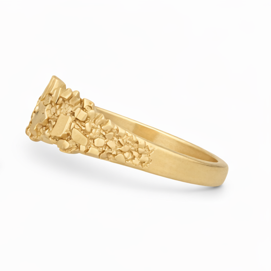 Anillo de pepita de oro de 14 quilates para hombre-4