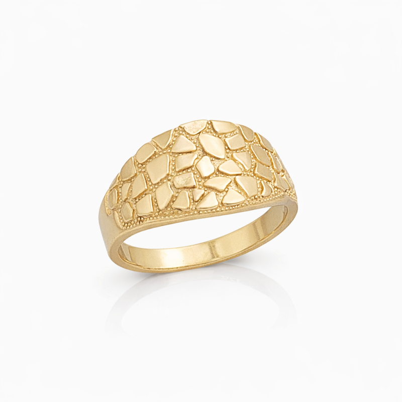 18K Gold Nugget Ring for Men-3