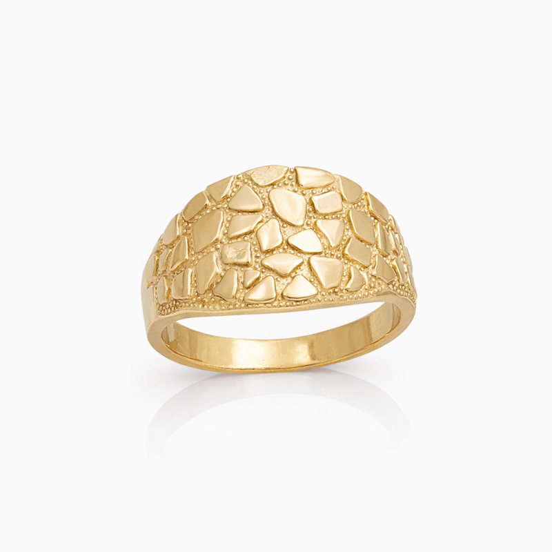 18K Gold Nugget Ring for Men-1