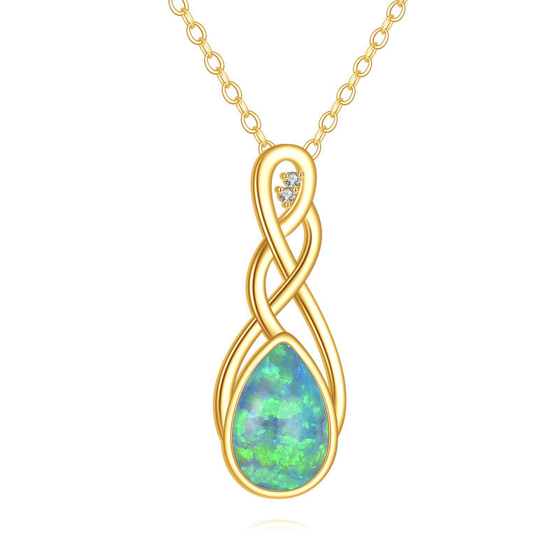Collier pendentif nœud celtique en or 18 carats et opale-1