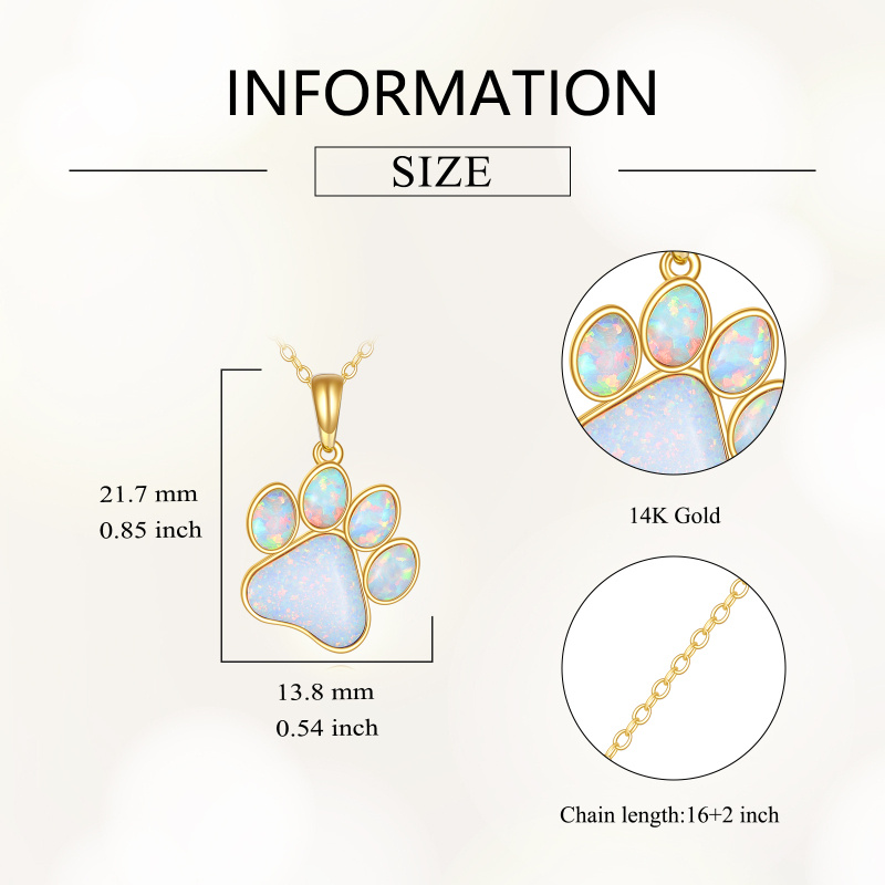14K Gold Opal Footprints Pendant Necklace-4