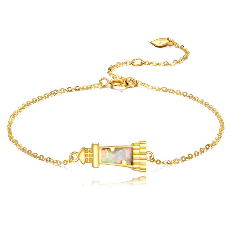 Leuchtturm-Charm-Armband aus 18-karätigem Gold mit Opal-1