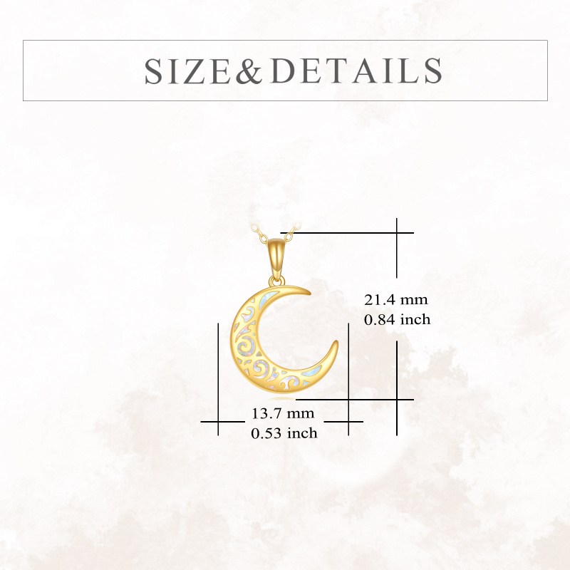 18K Gold Opal Moon Pendant Necklace-4
