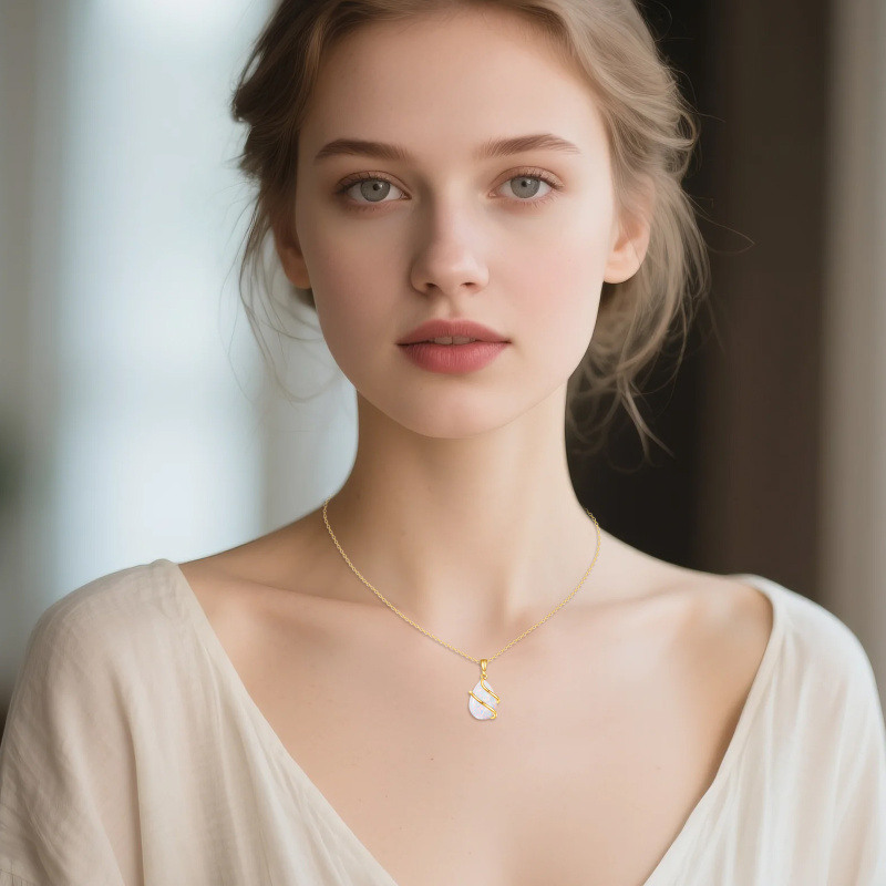 10K Gold Opal Pendant Necklace-2