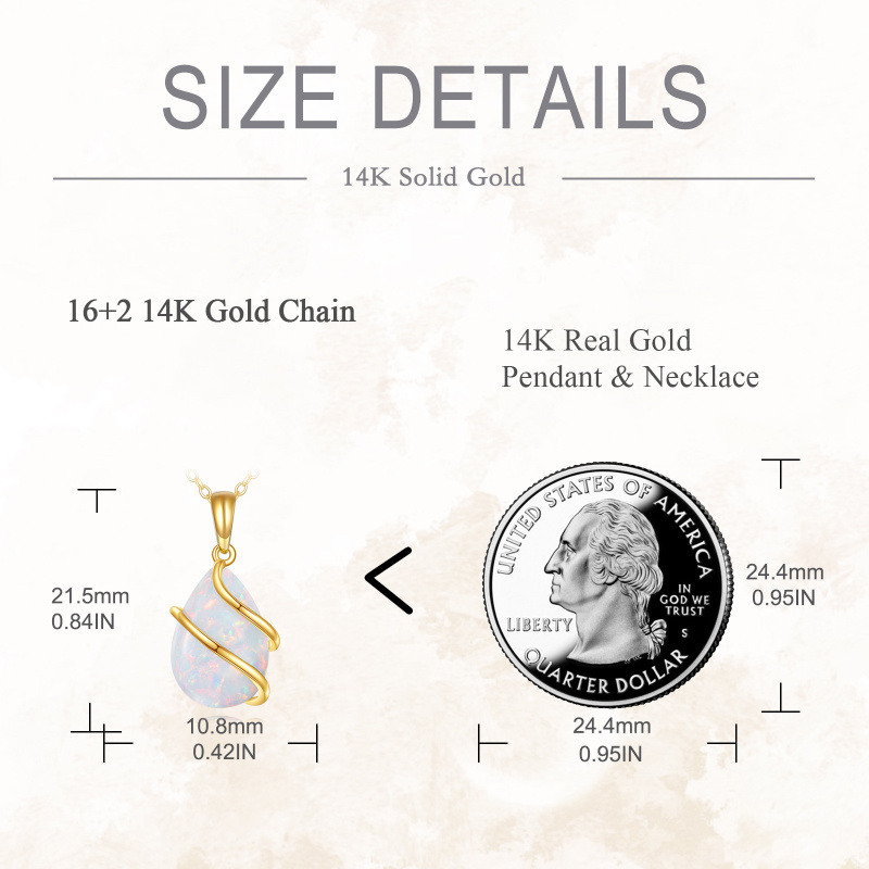 10K Gold Opal Pendant Necklace-4