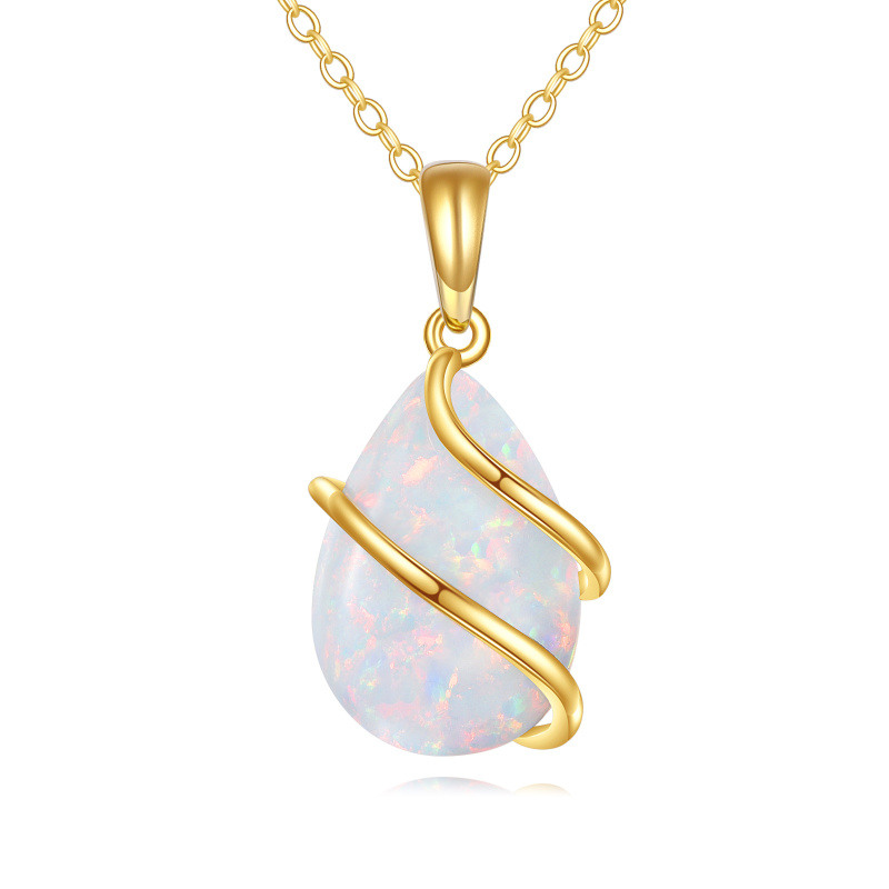 10K Gold Opal Pendant Necklace-1