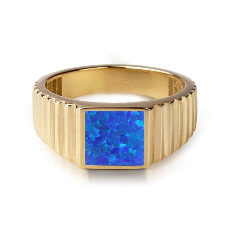 18-karätiger Goldring mit Opal für Herren-1