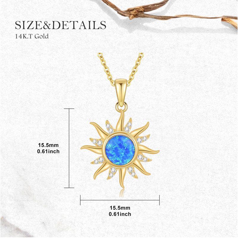 10K Gold Opal Sun Pendant Necklace-6