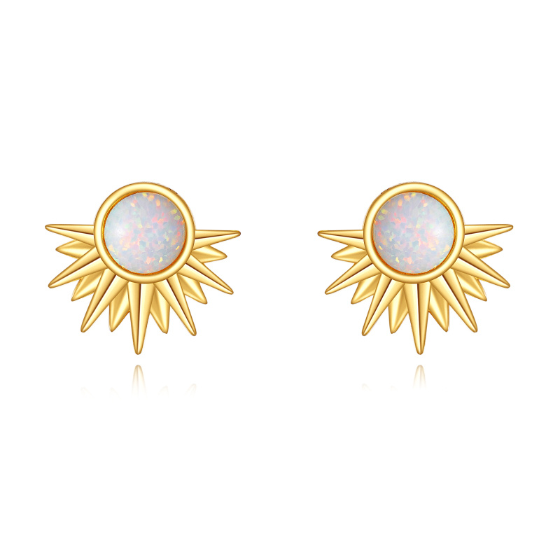 18-karätige Gold-Opal-Sonnen-Ohrstecker-1