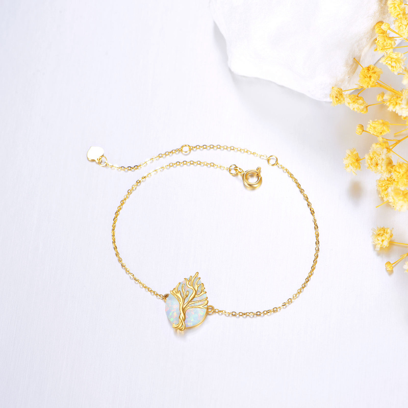 14K Gold Opal Tree Of Life Charm Bracelet-3