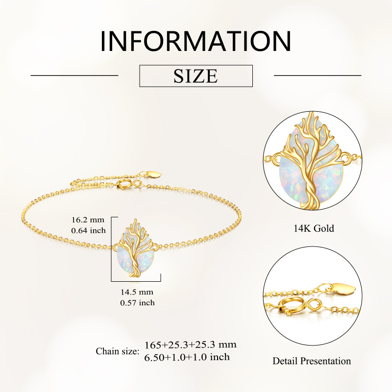 14K Gold Opal Tree Of Life Charm Bracelet-4
