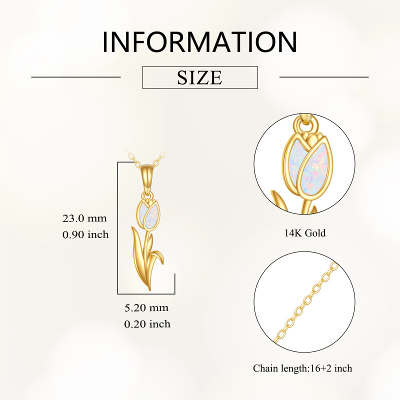 Collier pendentif tulipe en or 10K avec opale-4