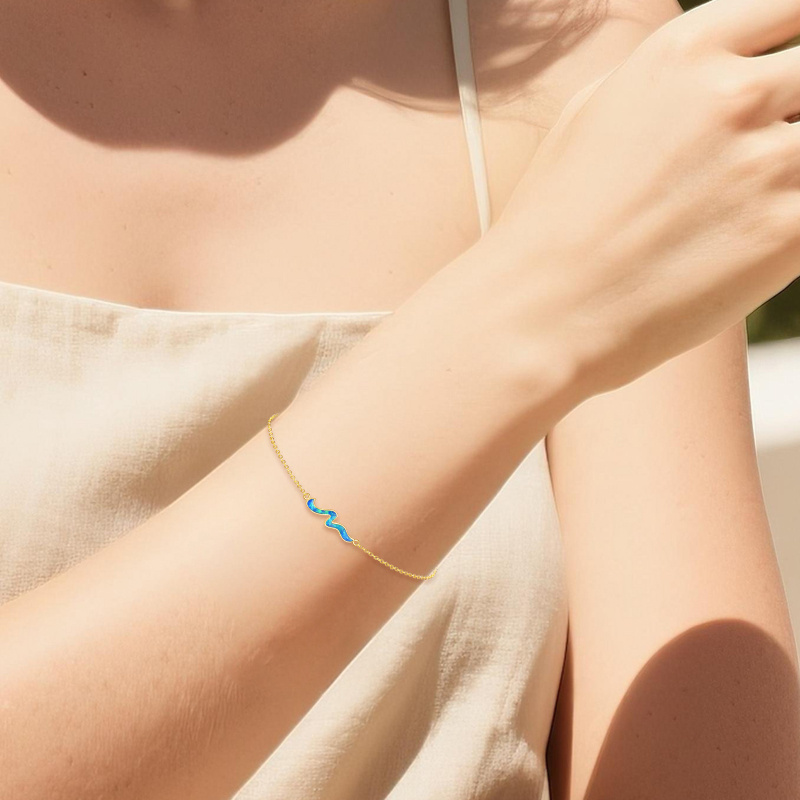 18K Gold Opal Waves Charm Bracelet-2